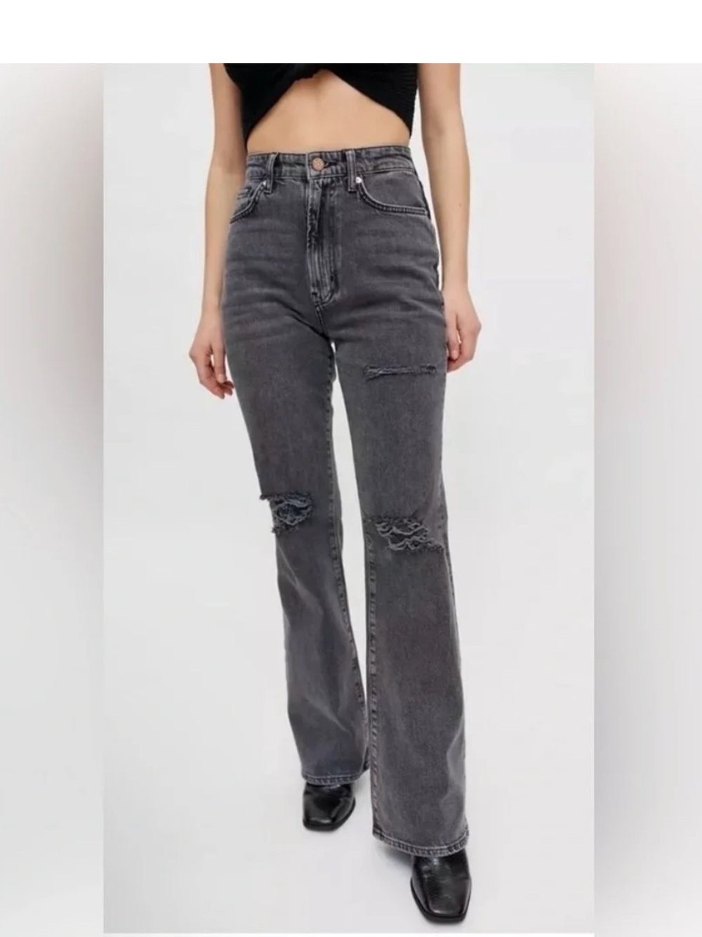 BDG High-Rise Flare Jeans in Charcoal Gray